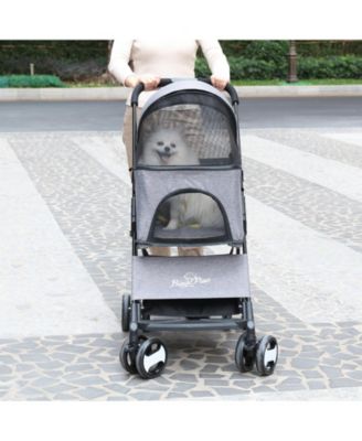 DetBINGOPAW 3 in 1 Dog Stroller with Detachable Carrier 4 Wheels Pet Travel Strolling Cart