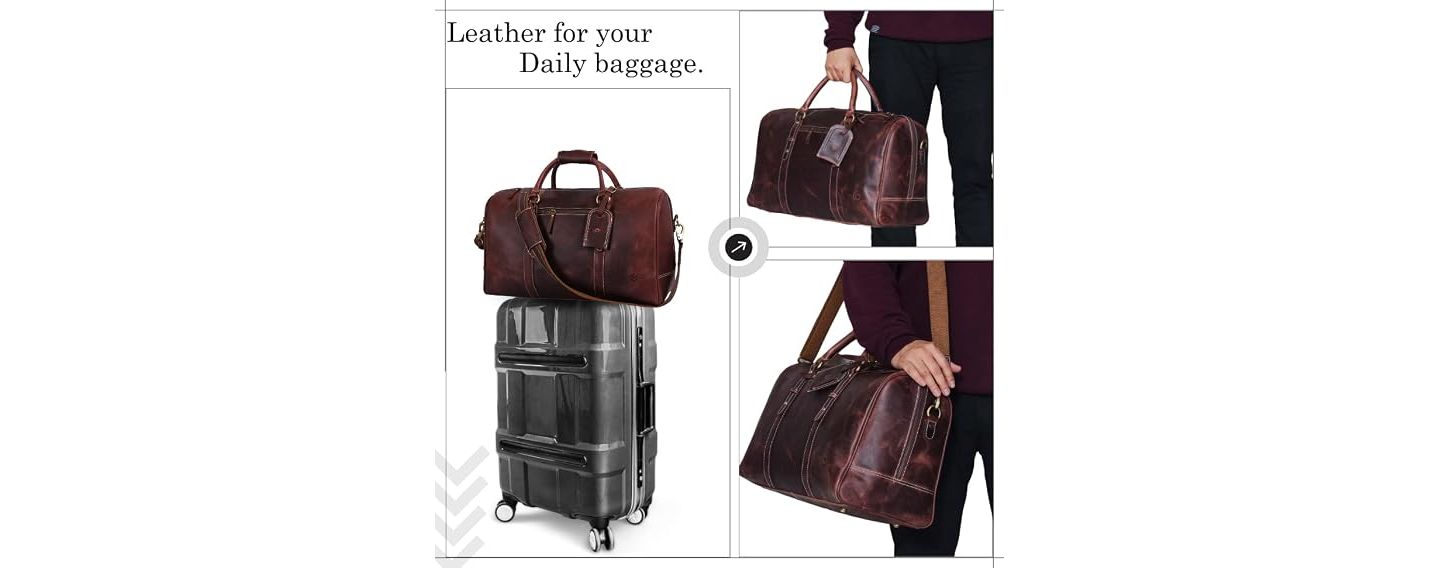 Сумка Aaron Leather Goods 20 Inch Luxor Leather Duffle, цвет: Коричневый — фото 6