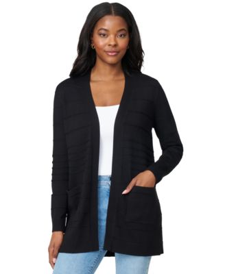 Petite Textured-Stripe Open-Front Cardigan Sweater