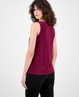 Women's Crinkled Scoop-Neck Sleeveless Top