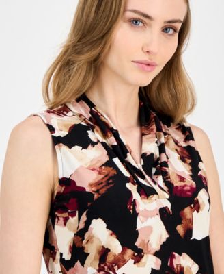 売れ筋商品|||アンクライン カットソー トップス レディース Women's Printed Sleeveless V-Neck Shell Top Anne Black Blue Multi Tops | Anne Klein Blouses Cami Shell Tagged 