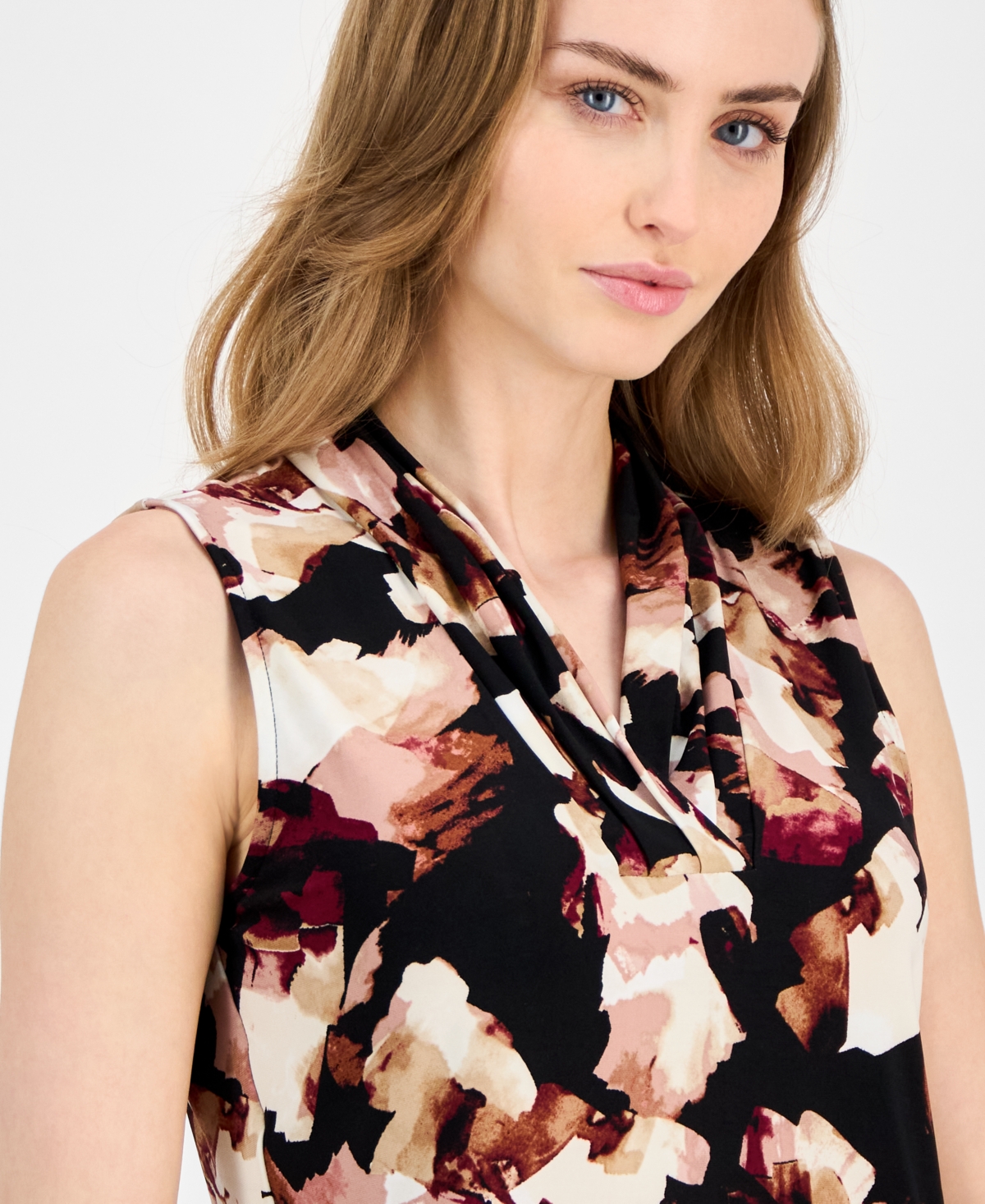 Anne Klein Printed Top In Black