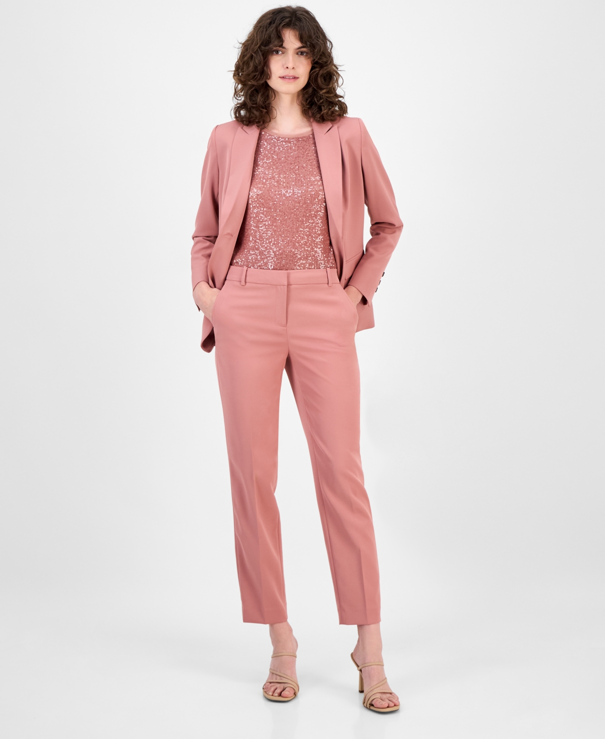 Women's Solid Straight-Leg Stretch Twill Ankle Pants - Soft Primrose