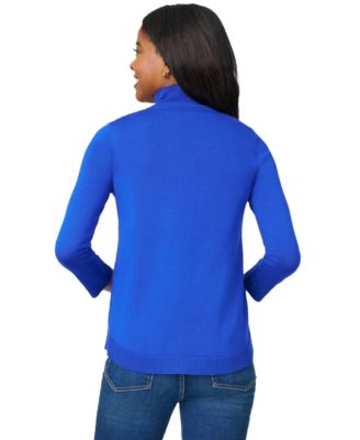 Petite Mock Neck Asymmetric-Zip Sweater