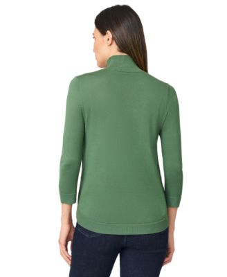 Petite Mock Neck Asymmetric-Zip Sweater