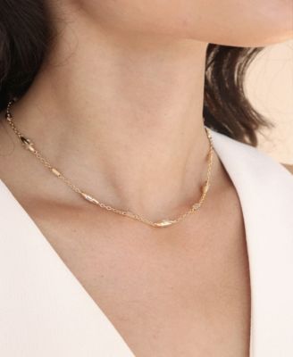 Oval Dome Baguette Crystal Chain Necklace