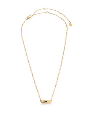 Oval Dome Baguette Simple Pendant Necklace