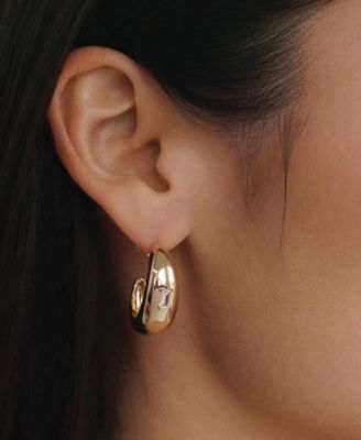 Oval Dome Baguette Hoop Earrings