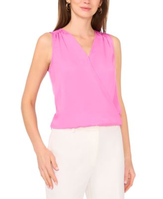 Vince Camuto - Women's Faux-Wrap Sleeveless Top