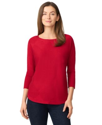 Petite Diamond-Knit Dolman-Sleeve Sweater