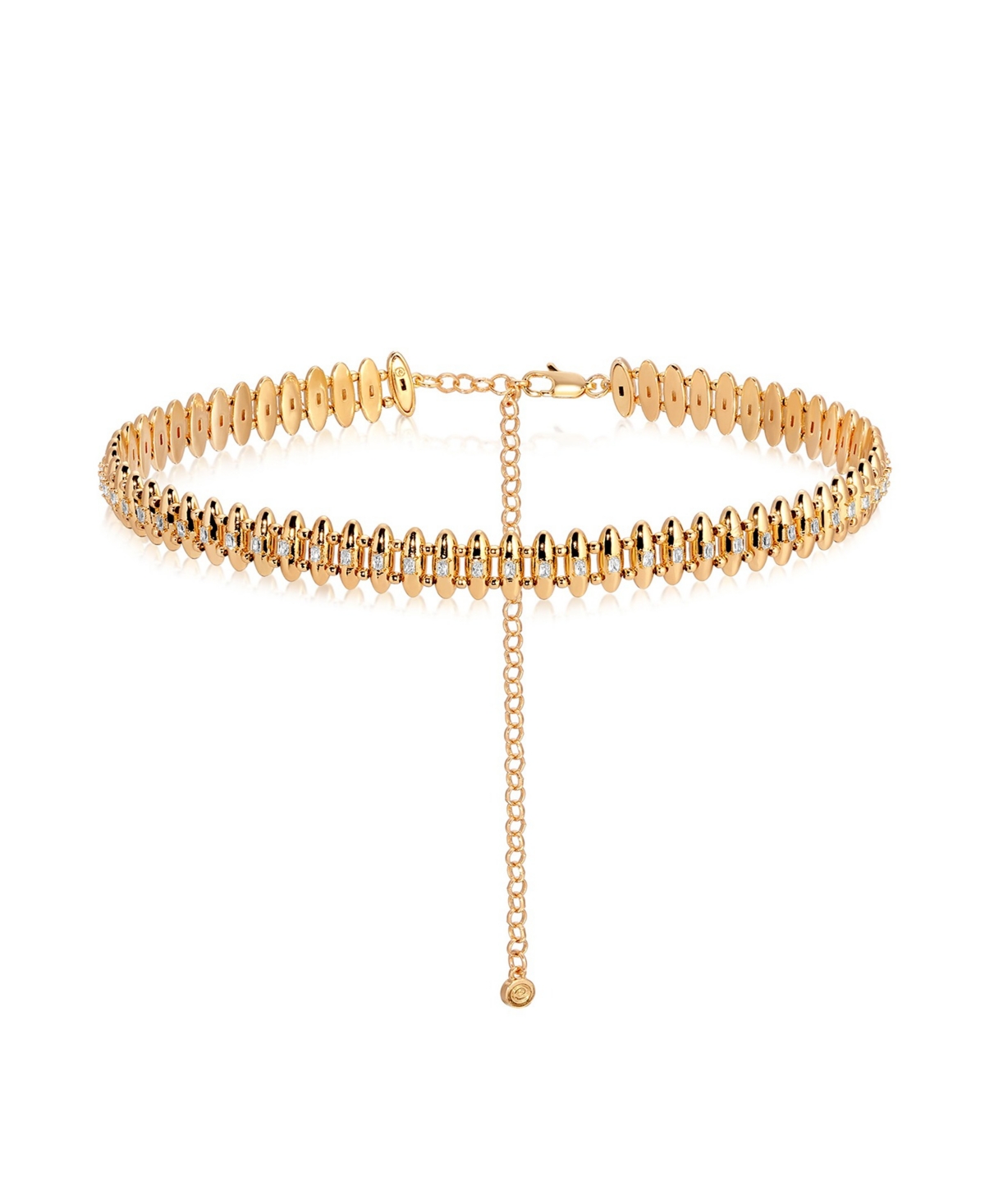 Oval Dome Baguette Chain Necklace - Gold