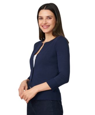 Petite Crewneck 3/4-Sleeve Cardigan Sweater