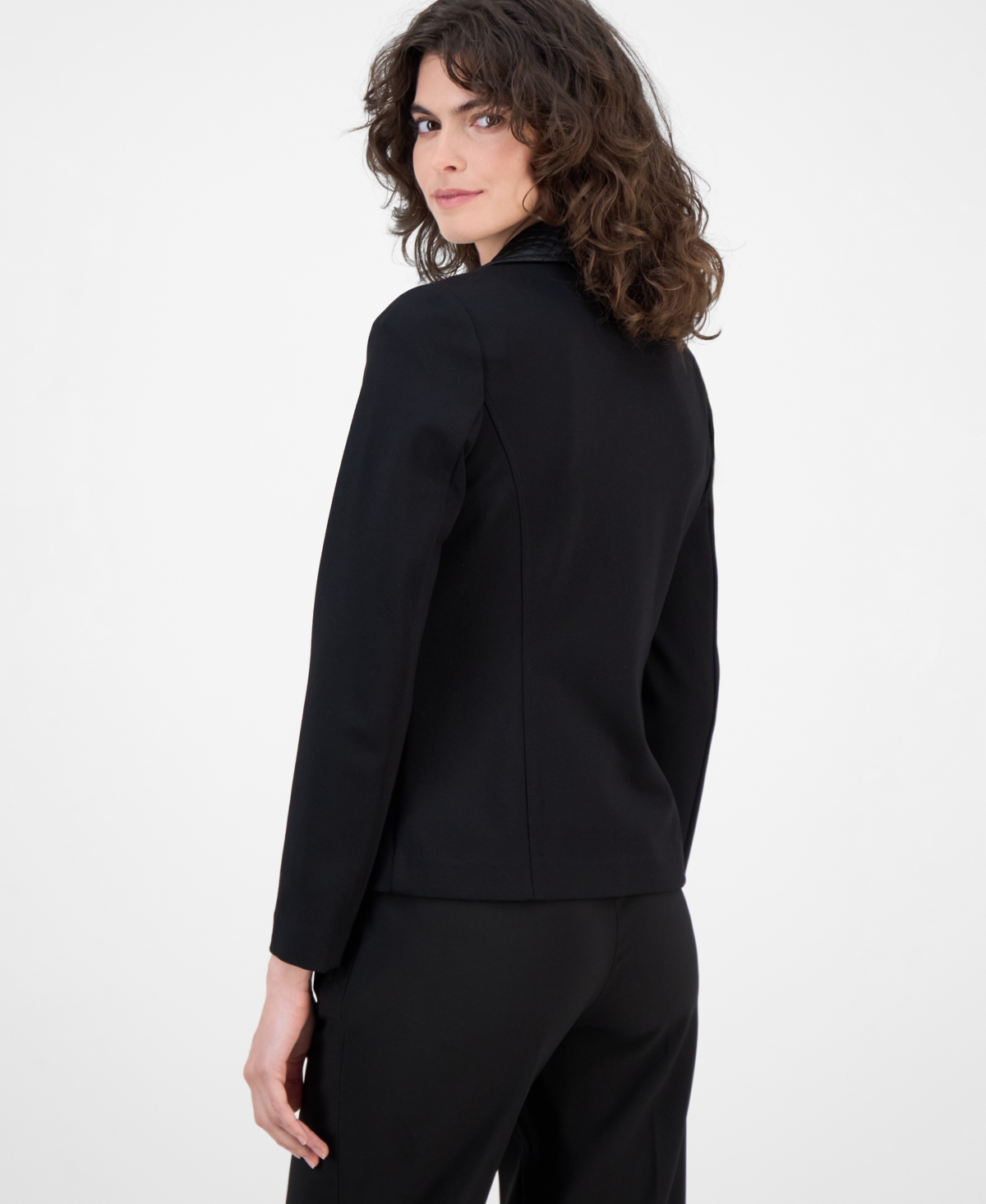 Anne Klein Womens Asymmetrical Mixed Media Moto Jacket P Xxs Xxl In Black