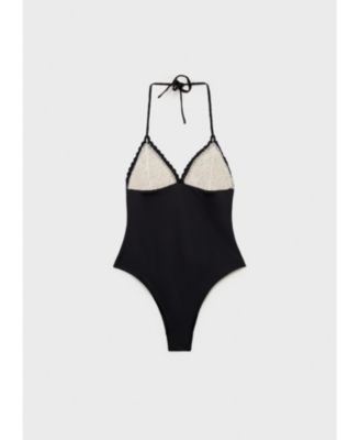 MANGO - Women's Combined Fabric Crochet Applique Swimsuit