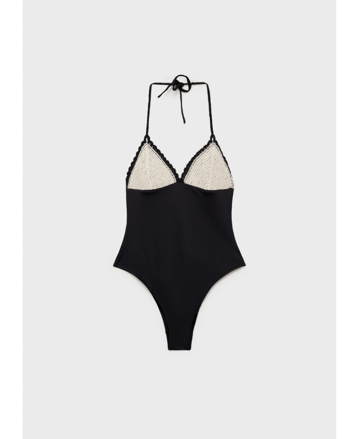 Mango Women's Combined Fabric Crochet Applique Swimsuit