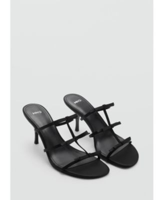 MANGO - Women's Strappy Heeled Bow Sandals