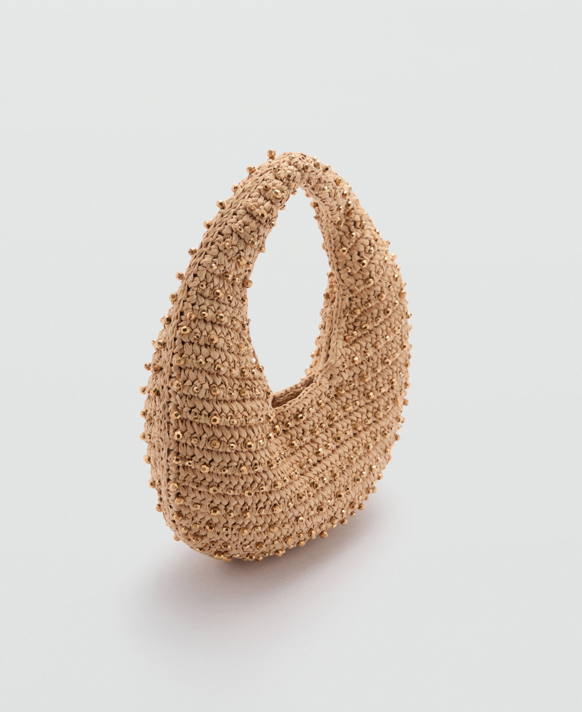 Women's Beaded Natural Fiber Bag - Beige