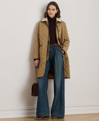 Women's Faux-Fur-Collar Quilted Jacket