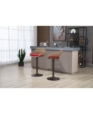 2x Adjustable Swivel Bar Stools with Footrest