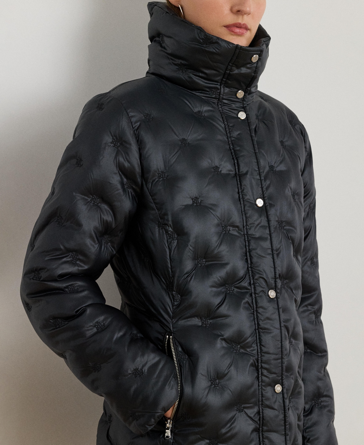 Lauren Ralph Women's Embroidered Puffer Coat