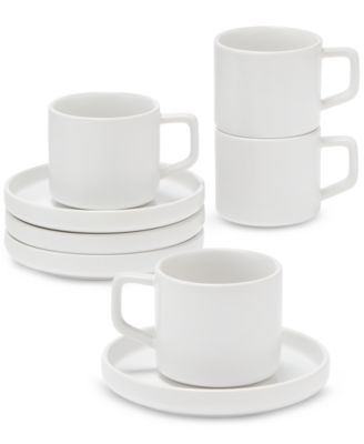Aaden Whiteware Espresso Cup & Saucers, Service for 4, Macy's Exclusive