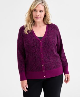 JM Collection - Plus Size V-Neck Button-Front Cardigan, Macy's Exclusive