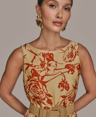 Donna Karan New York Women's Belted A-Line Dress - Macy's