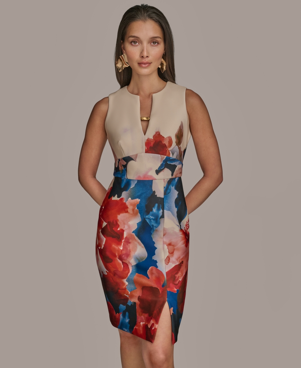 Donna Karan New York Keyhole Front Sleeveless Sheath Dress