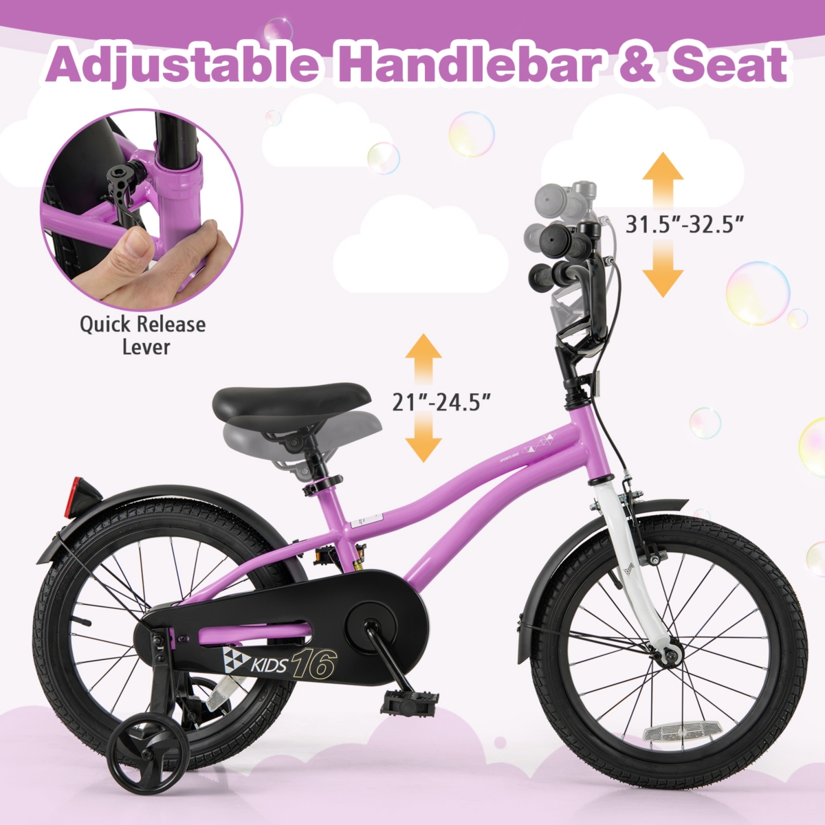 Kids Bicycle with Dual Brakes Training Wheels for Beginner Riders