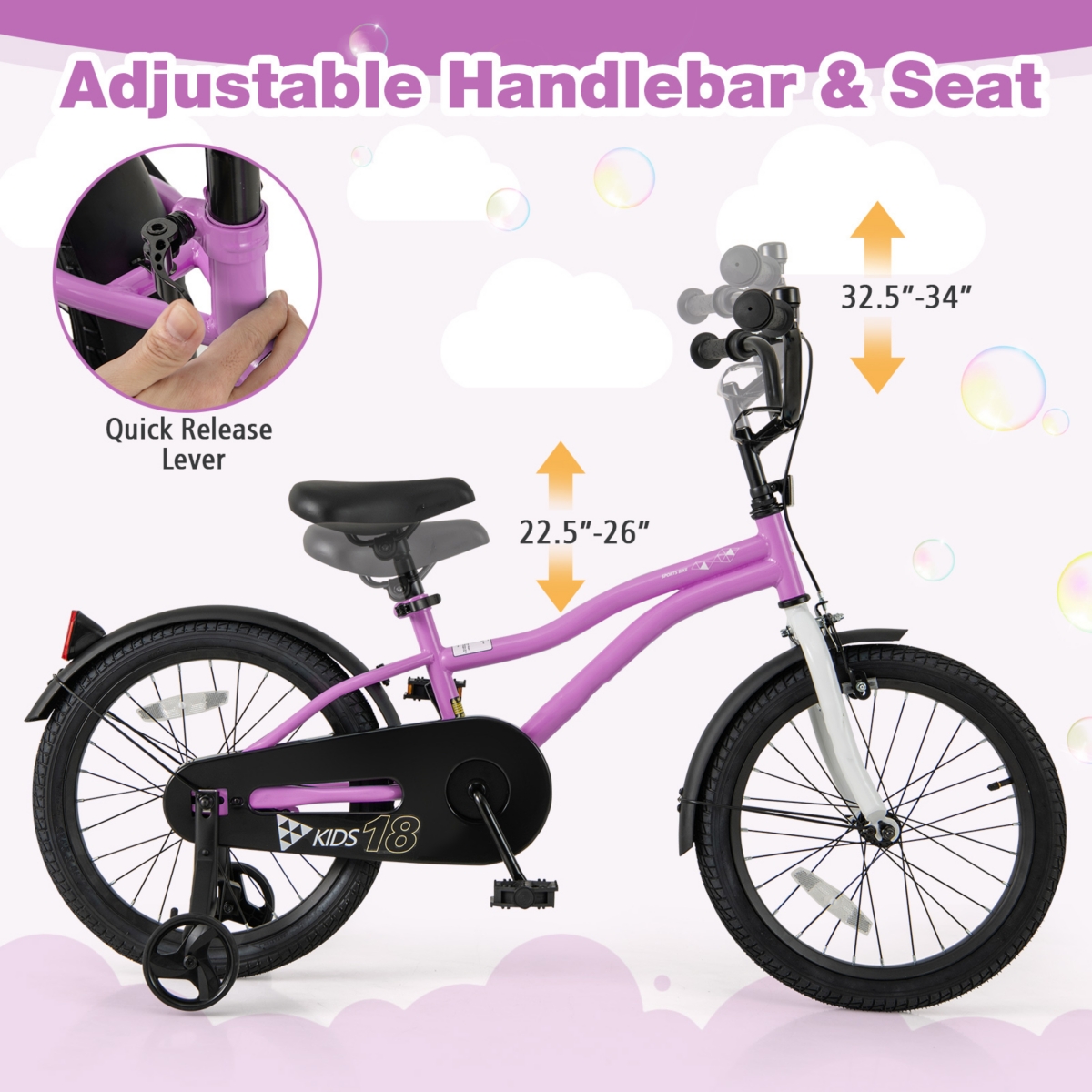 Kids Bicycle with Dual Brakes Training Wheels for Beginner Riders