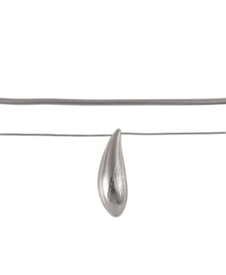 Silver Tone 2pc Pendant Necklace Set