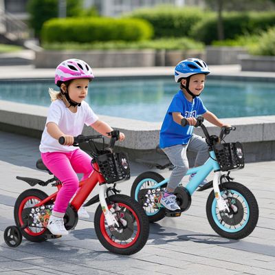 Slickblue Kids Bike Adjustable with Storage Basket and Double Brake for 3-4 Years Old