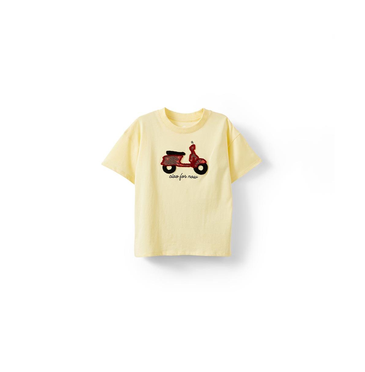 Cotton On Little Girls Little/Big Livvy Lux Short Sleeve Tee - Baby yellow/ciao for now