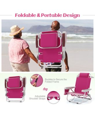Portable Backpack Beach Chair with Cup Holder for Outdoor Use