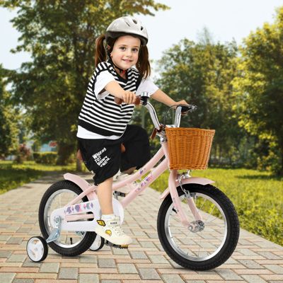 Kids Retro Bicycle with Adjustable Seat Height and Front Basket for Fun Rides