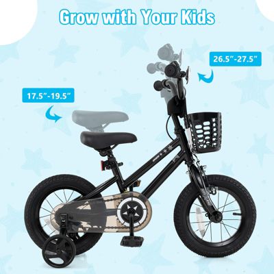 Kids Bike with Basket and Training Wheels for Children Aged 3-5 Years Old