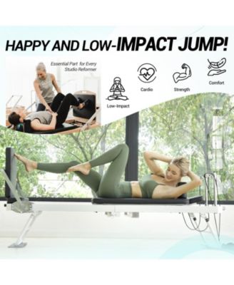 Foldable Reformer Pilates Machine for Home Use – Dual Resistance System (Springs & Cords), Includes Jump Board for Full-Body Home Workouts
