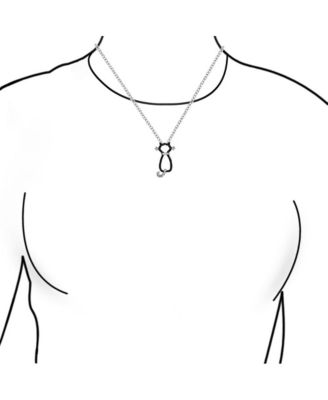 Charming BFF Black Kitty Cat Pendant Necklace CZ Pet Jewelry for Cat Lovers