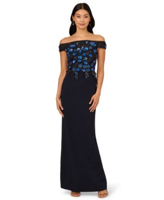 Women's Beaded Off-The-Shoulder Column Dress