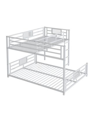 L-shaped Metal Twin over Full Size Bunk Bed, White