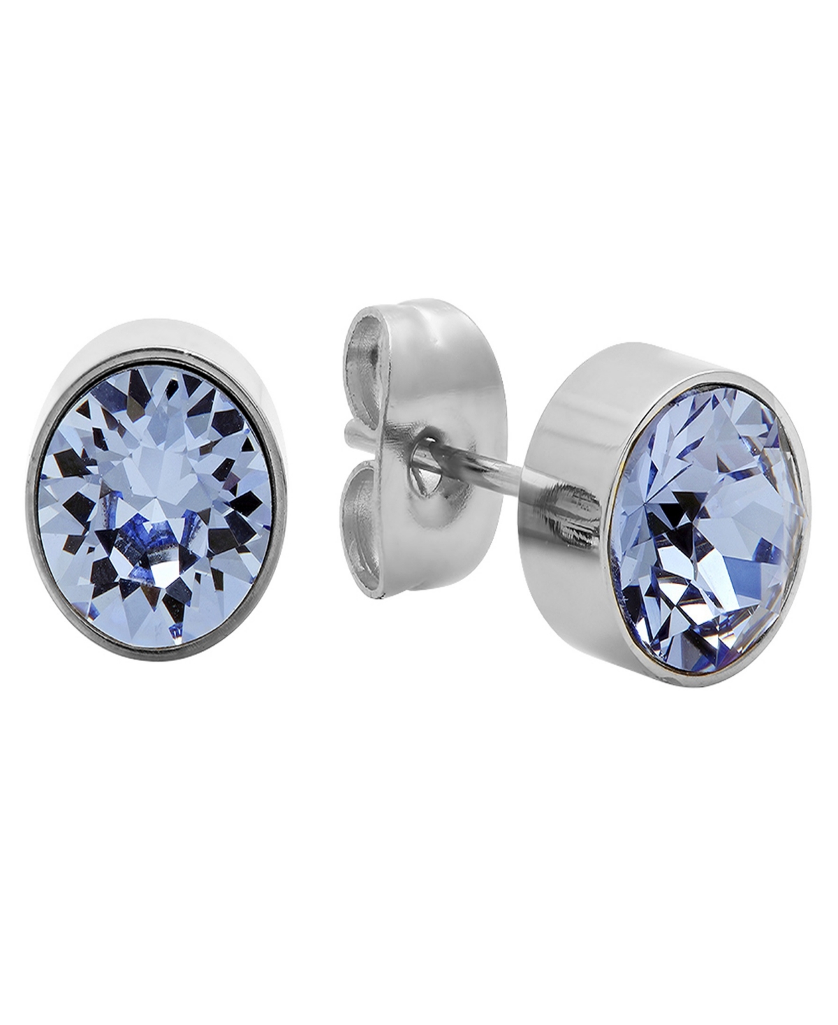 Women's 18Kt White Gold-Plated Stainless-Steel Stud Earrings - Silver, Aqua