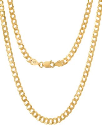 Unisex 14K Gold Plated Diamond Cut Curb Link Chain Necklace