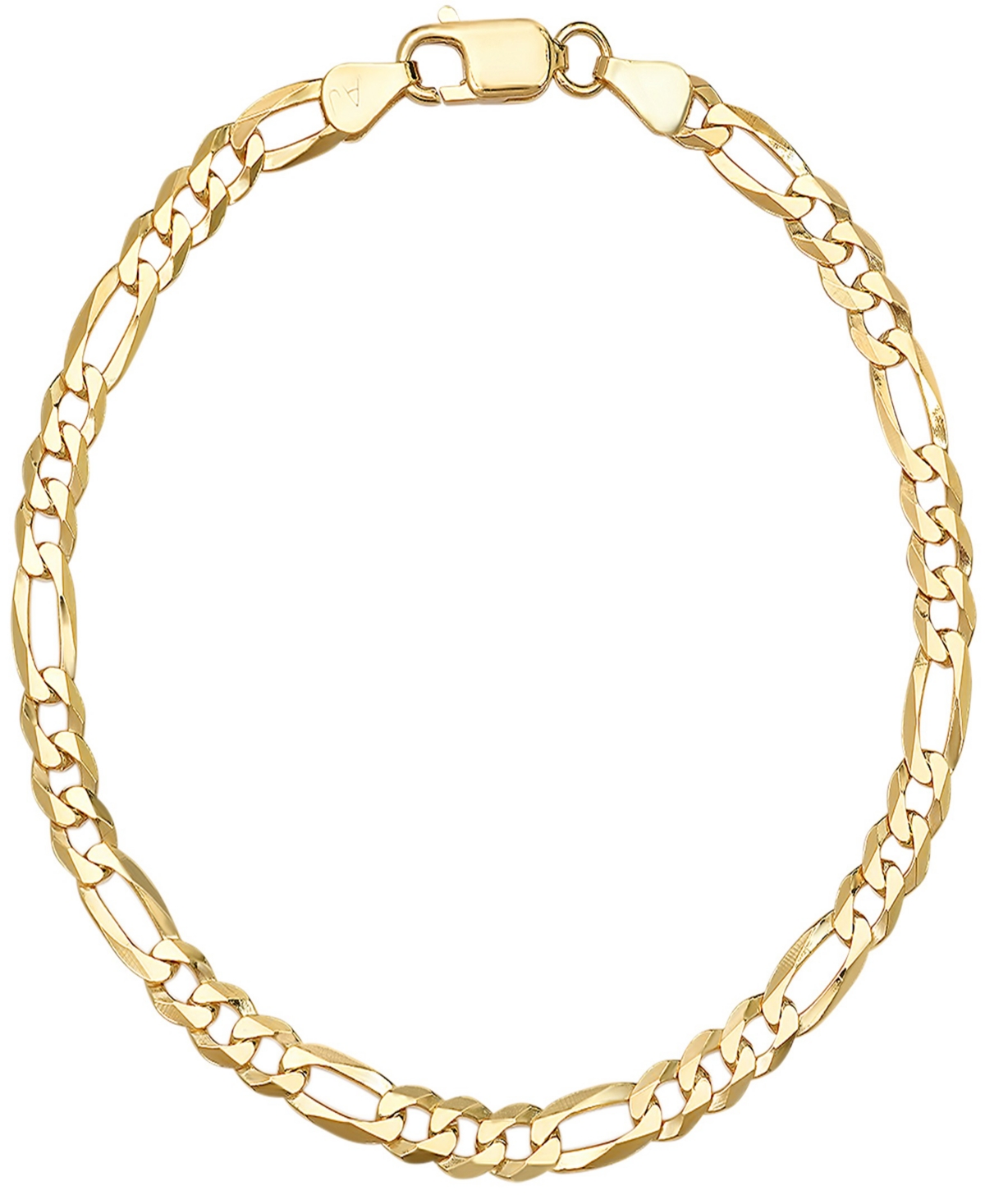 Steeltime Men's 14k Gold Plated Sterling Silver Figaro Link Chain Bracelet