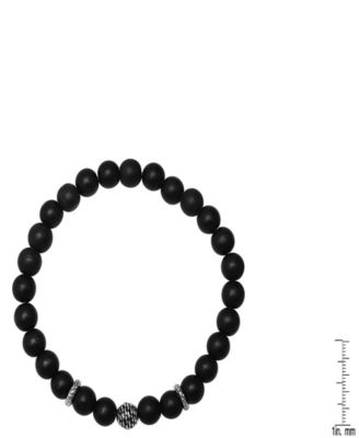 Men’s Sterling Silver and Black Lava Beaded Stretch Bracelet