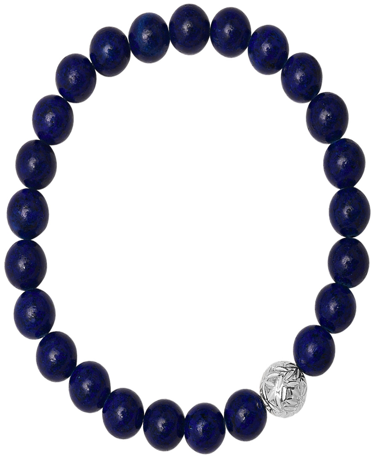 Steeltime Men's Lava Beads And Sterling Silver Bead Stretch Bracelet