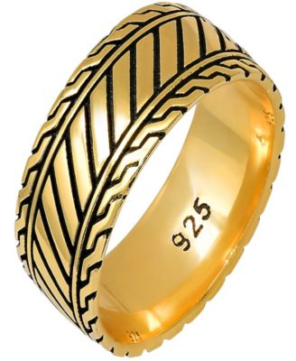 Men's 14K Gold Plated and Sterling Silver Black IP Band Ring
