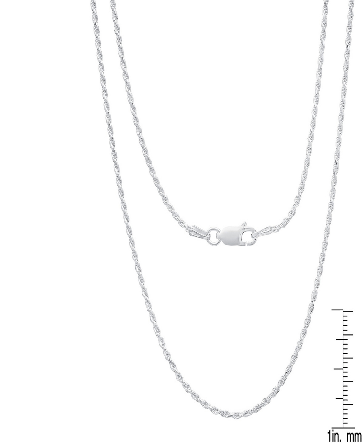 Steeltime Unisex Sterling Silver Rope Chain Necklace