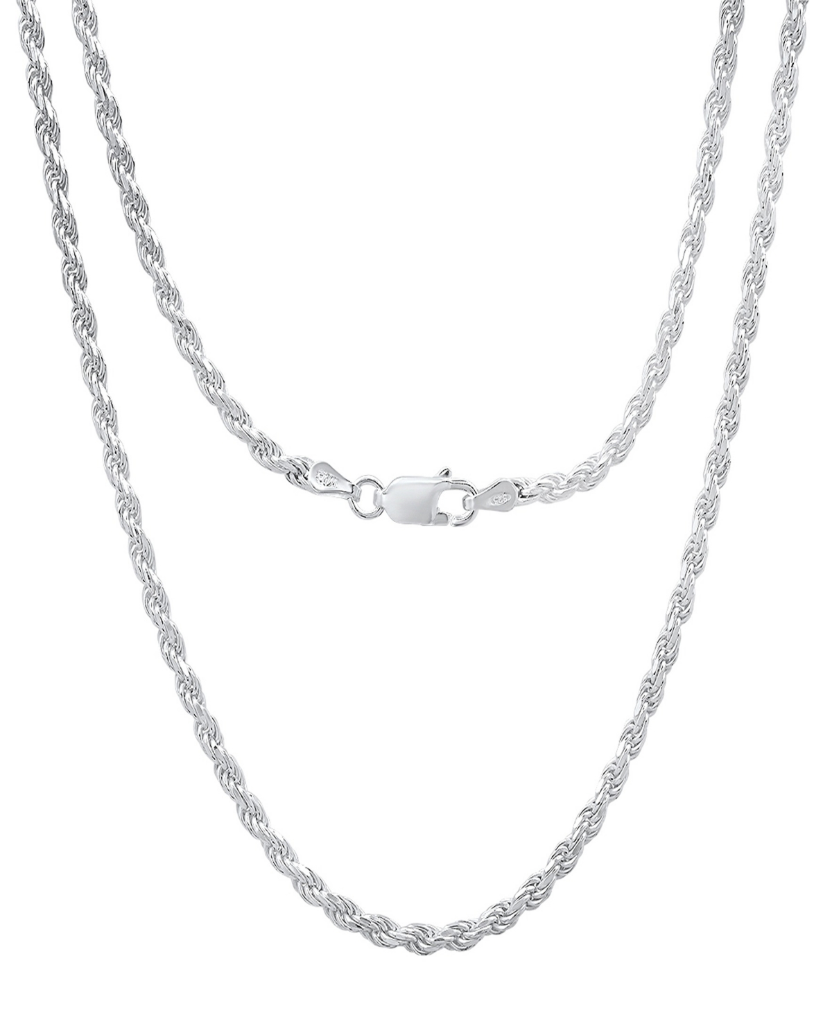 Unisex Sterling Silver Rope Chain Necklace - Silver