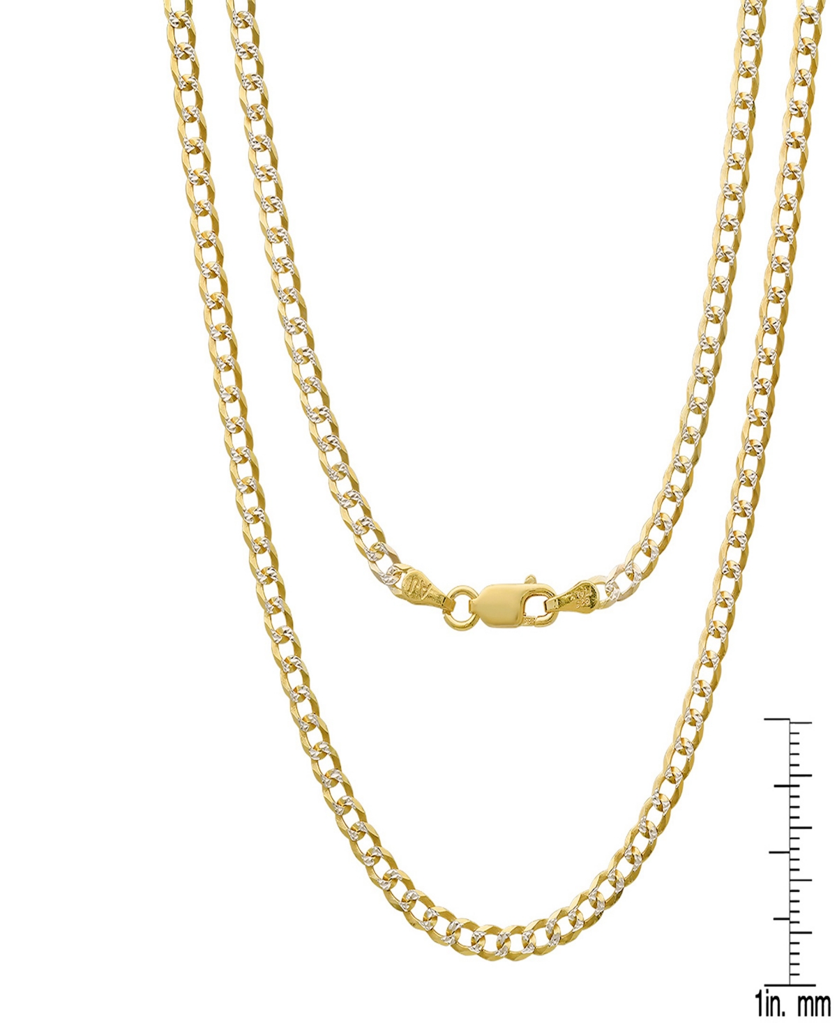 Steeltime Unisex Gold Plated And Sterling Silver Cuban Superflat Necklace