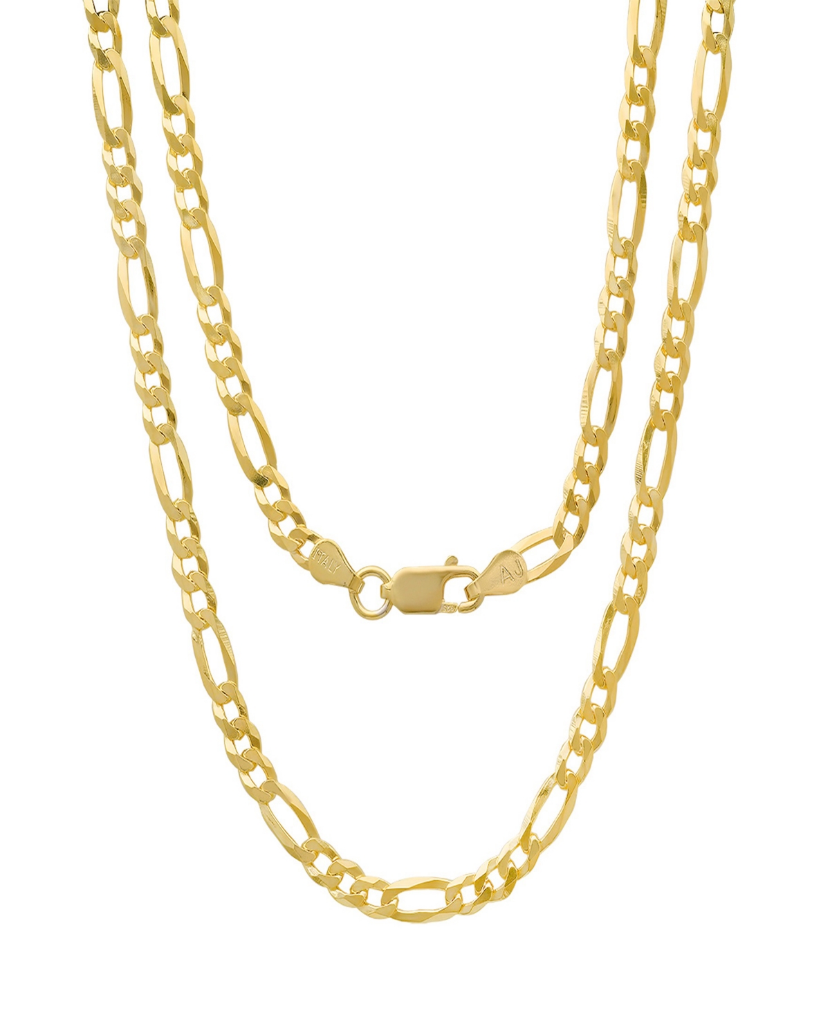 Unisex 14K Gold Plated Figaro Superflat Necklace - Gold